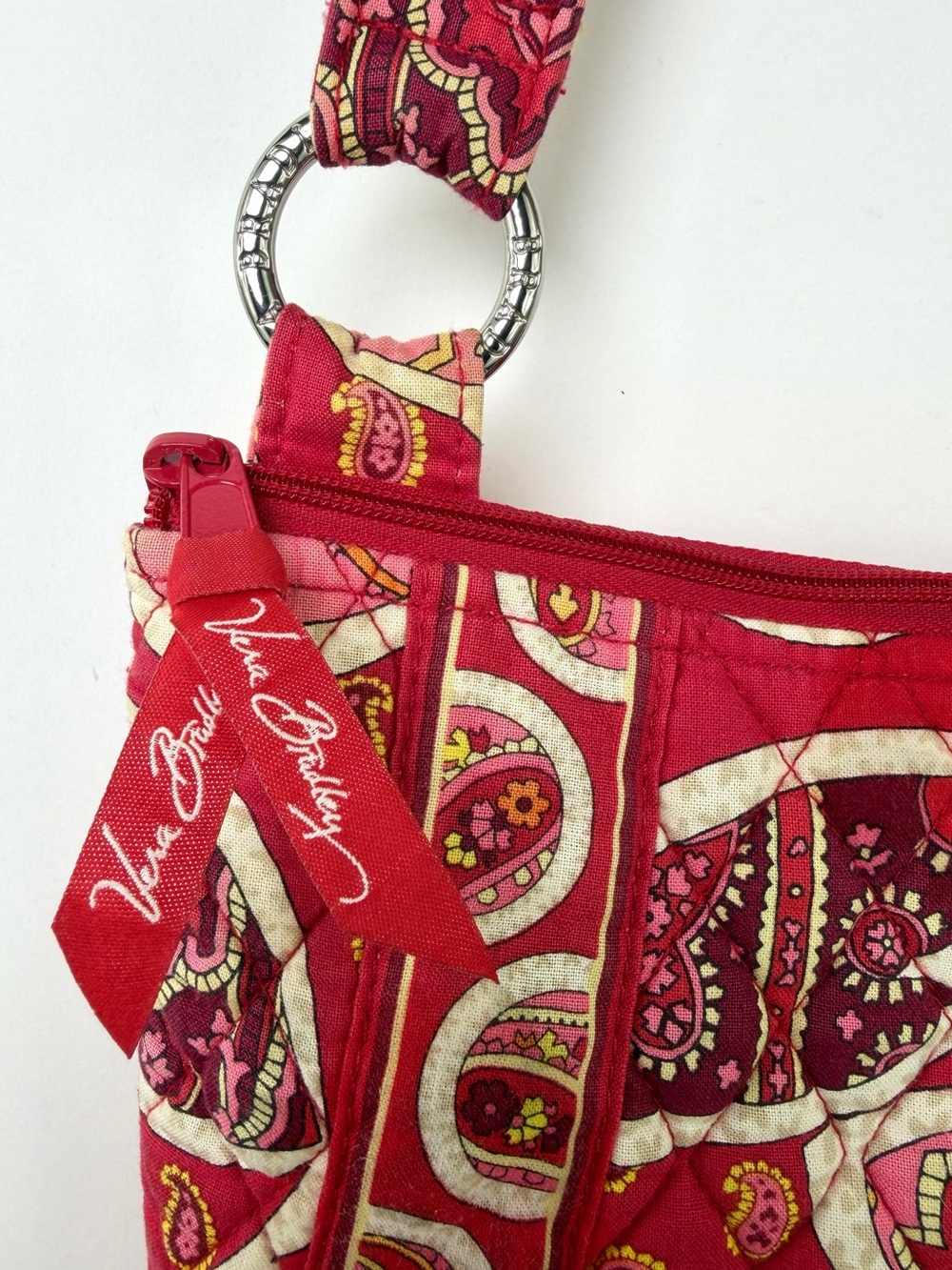 VERA BRADLEY Hipster Crossbody Purse - Rosy Posies Pink Red 10x10x2 - Picture 2 of 13